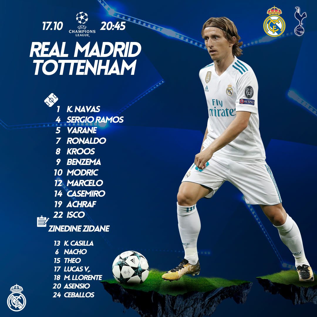 2017-10-17-Real-Madrid-Tottenham-Aufstellung